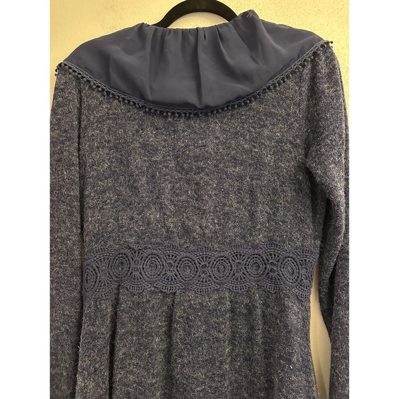 Altar’d State Ruffle Button Down Blue Sweater Cardigan Dress Small Side Pockets - Picture 15 of 16